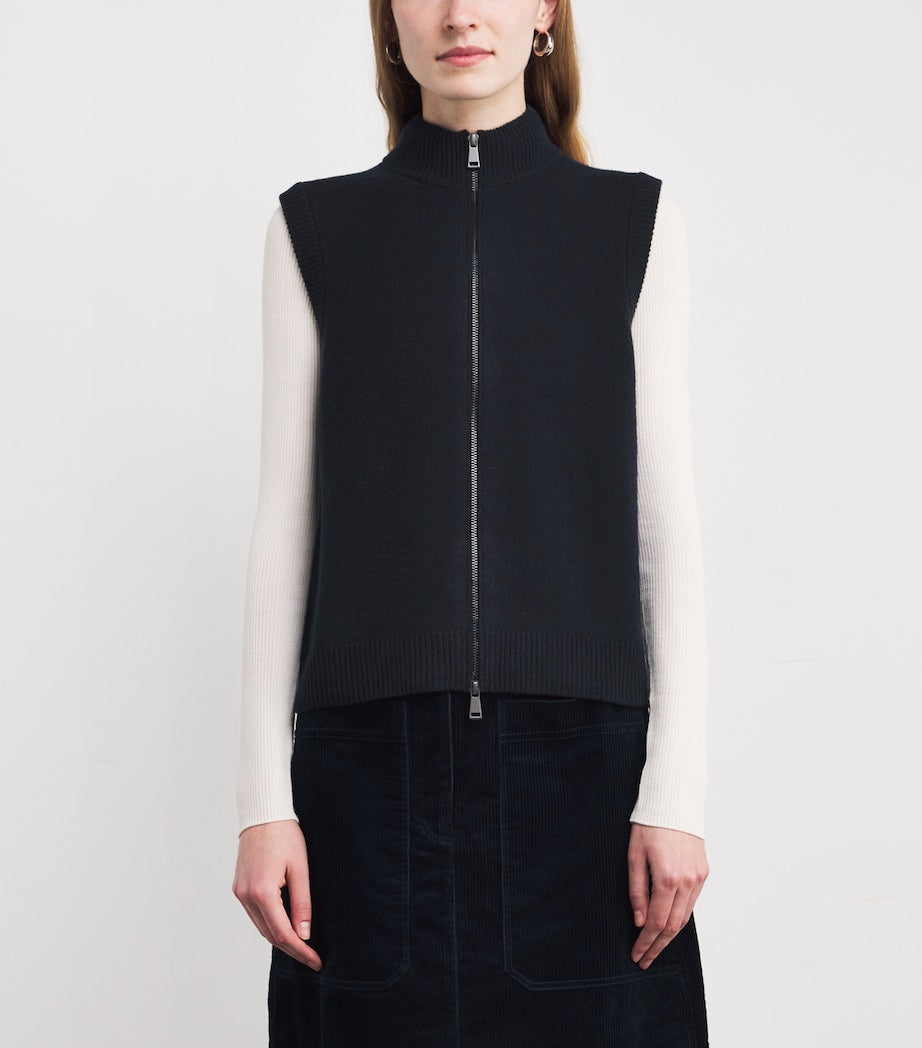 ME+EM Navy Wool Two-Way Zip Vest