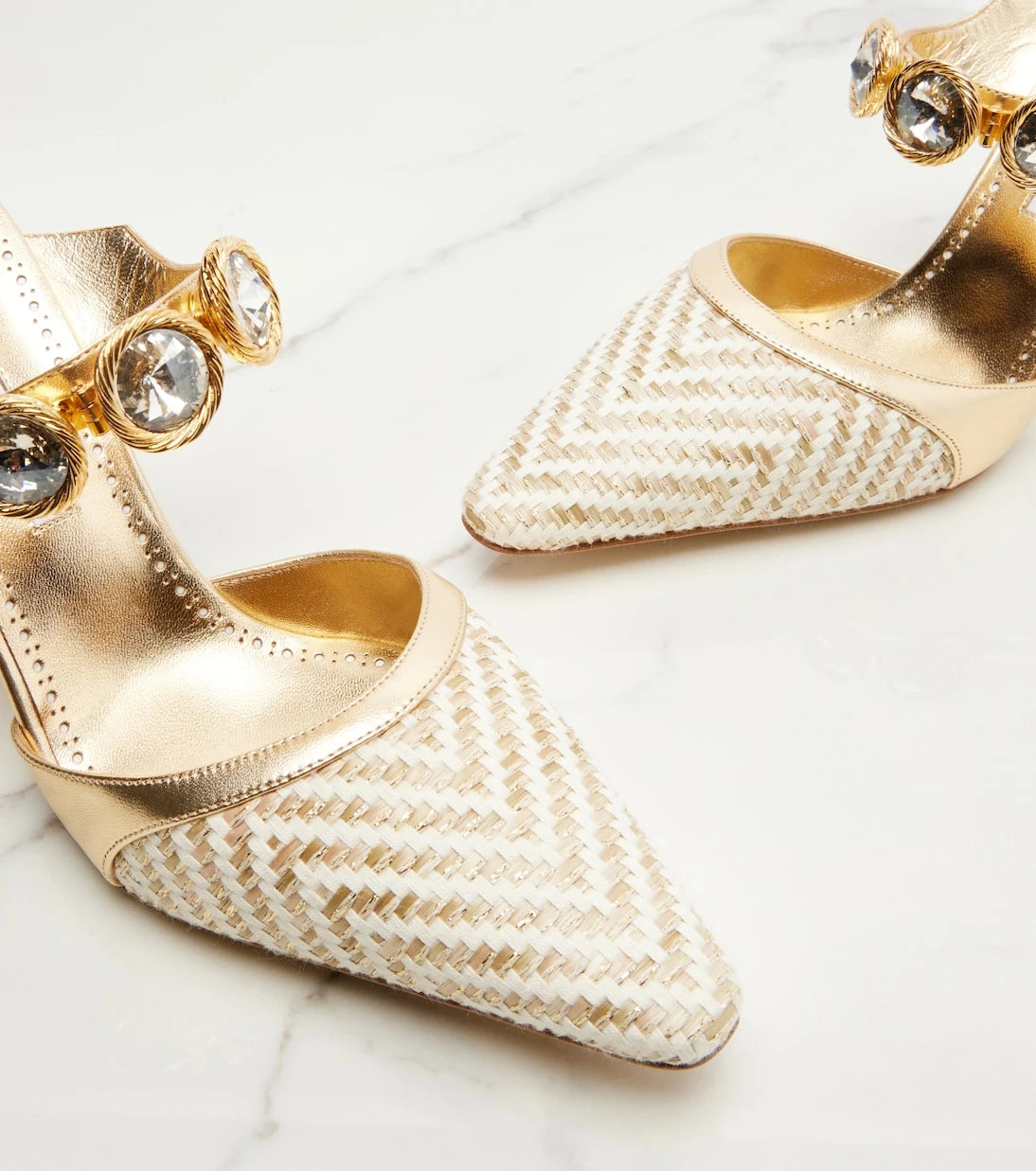 Manolo Blahnik - Soria embellished leather-trimmed pumps