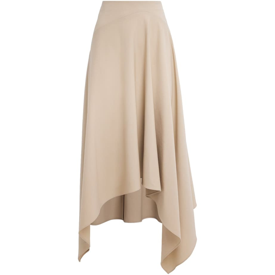 Wool Asymmetric Handkerchief Midi Skirt
