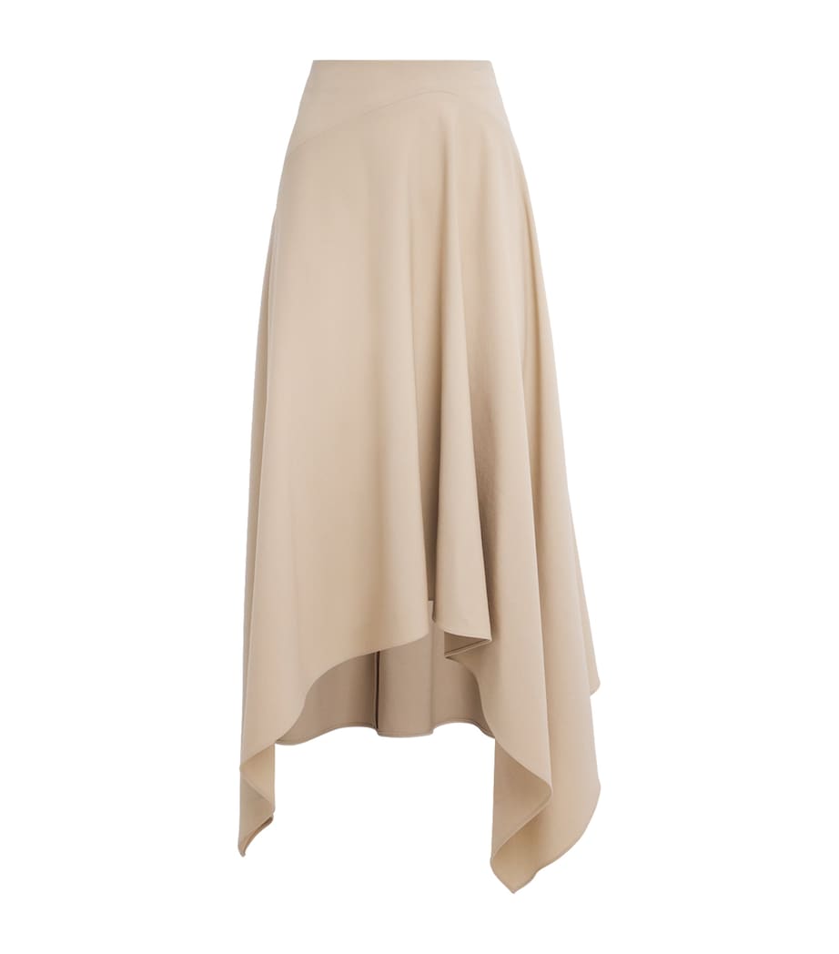 Wool Asymmetric Handkerchief Midi Skirt