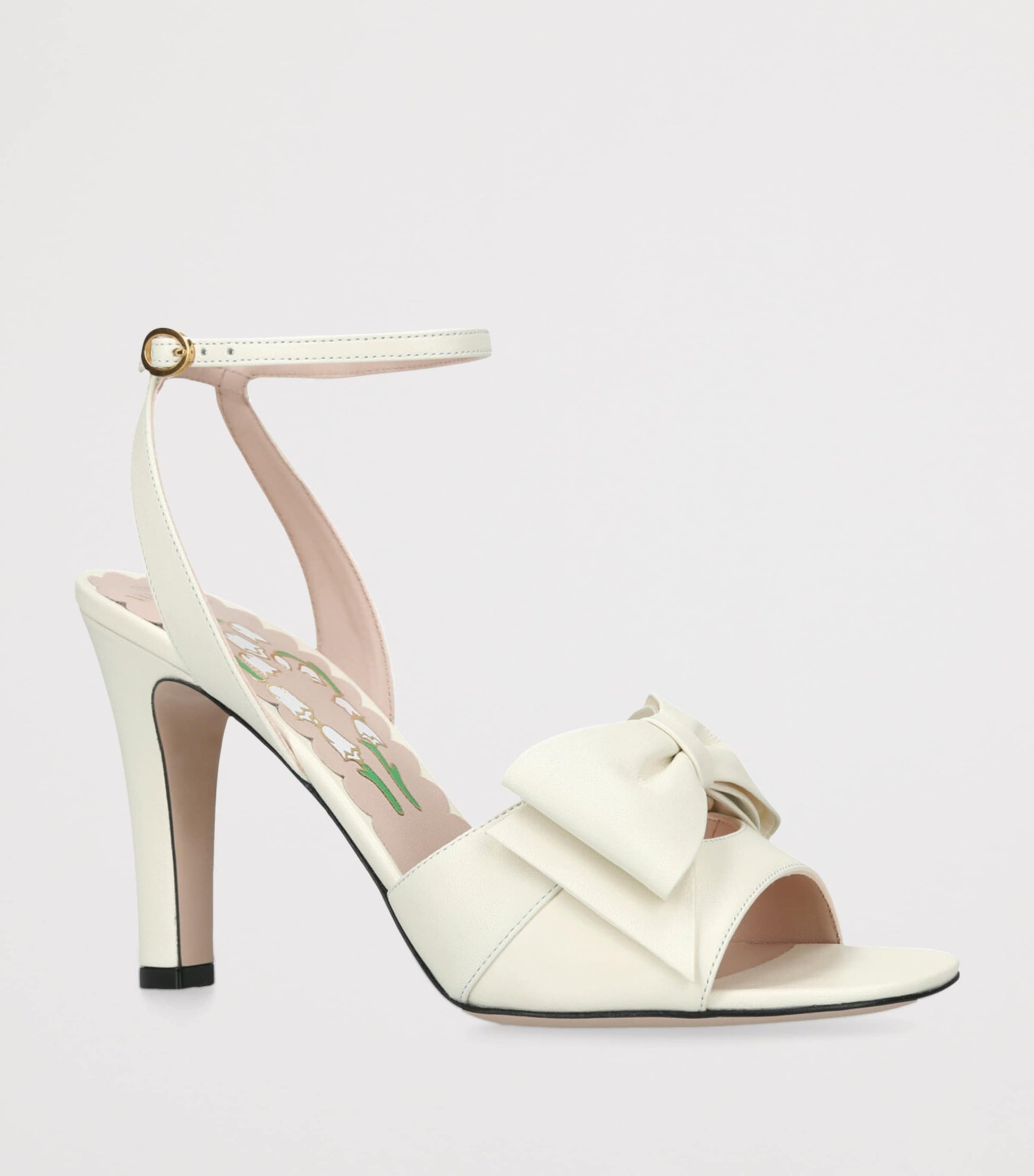 Valentino Garavani Beige Leather Bow-Detail Bowow Heeled Sandals 95