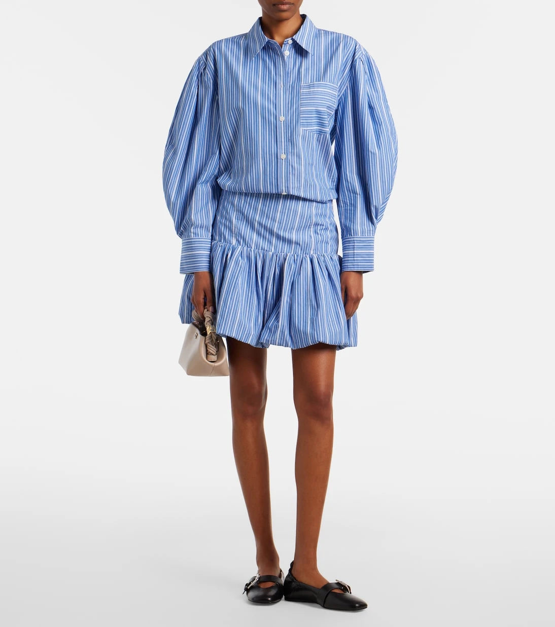 Ganni - Striped oversized cotton poplin shirt