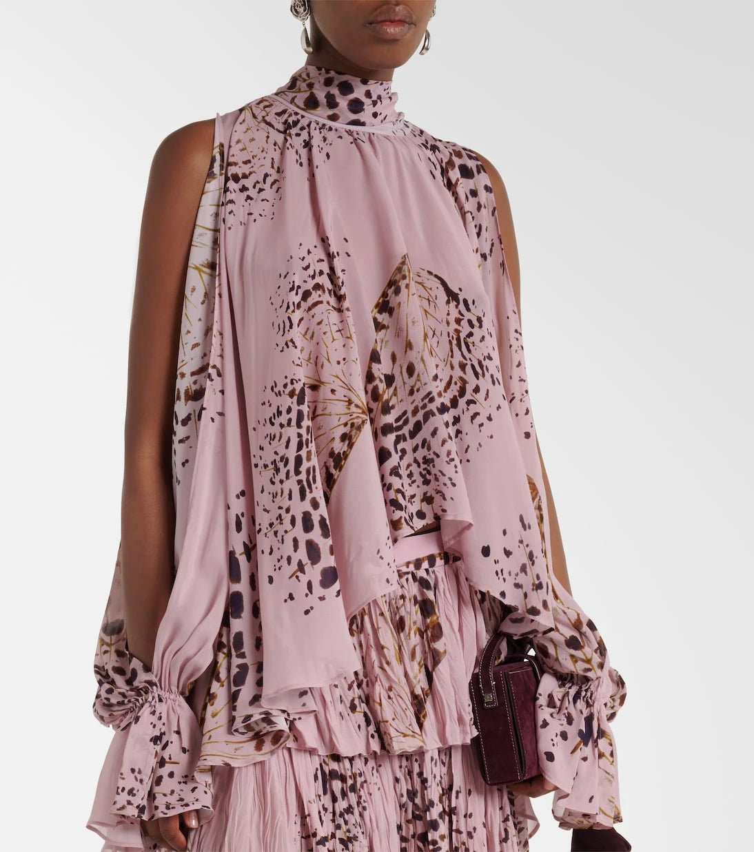 Blumarine - Printed asymmetric georgette blouse