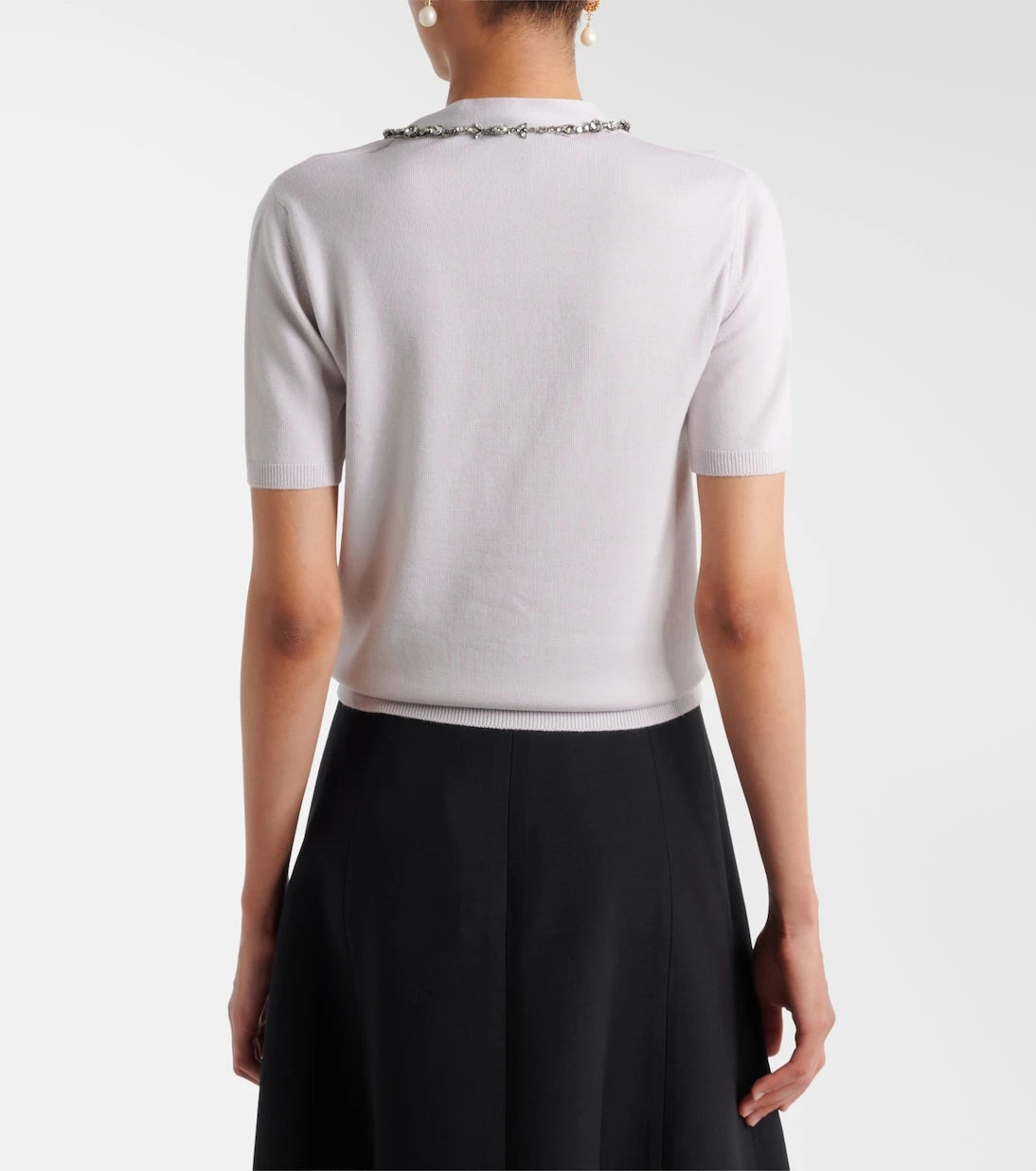 Valentino - Embellished tie-neck virgin wool sweater