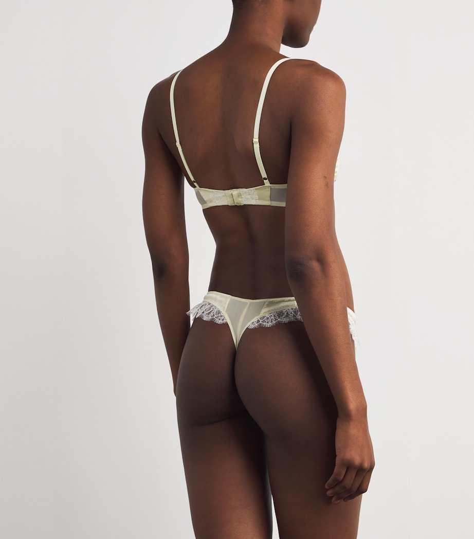 Kiki de Montparnasse Yellow Silk-Lace Insert Balconette Bra