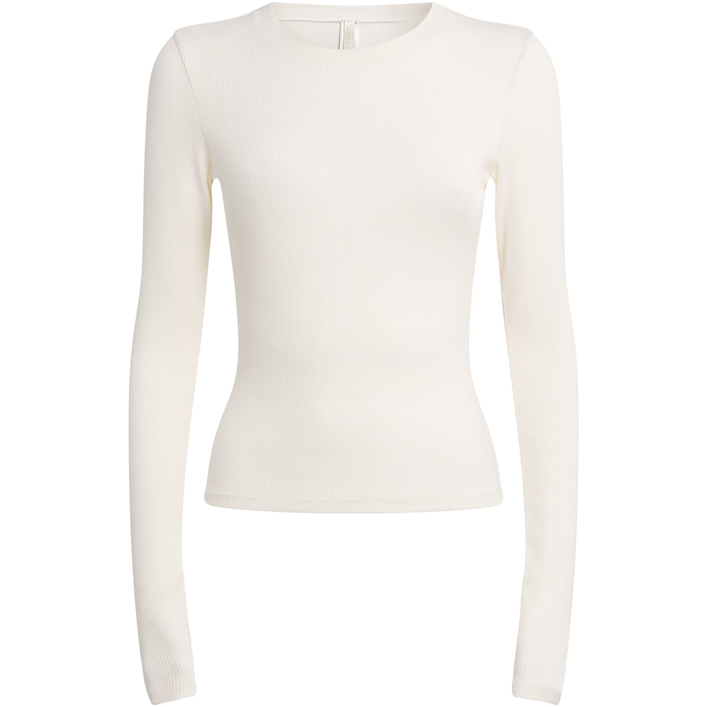 Skims Ivory Cotton-Blend Long-Sleeve T-Shirt