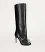 Alaïa Black Leather Bow Knee-High Boots 90
