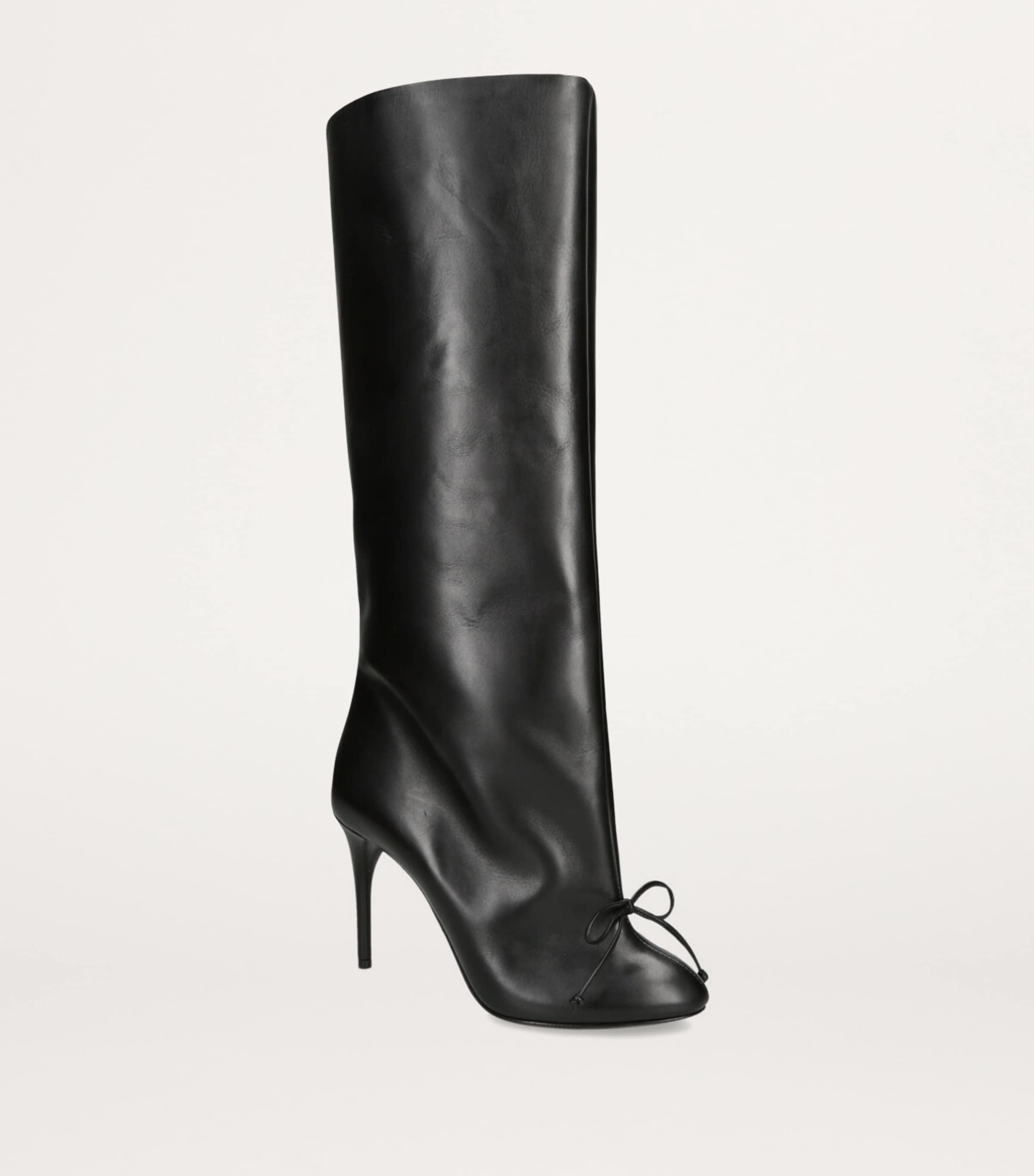 Alaïa Black Leather Bow Knee-High Boots 90
