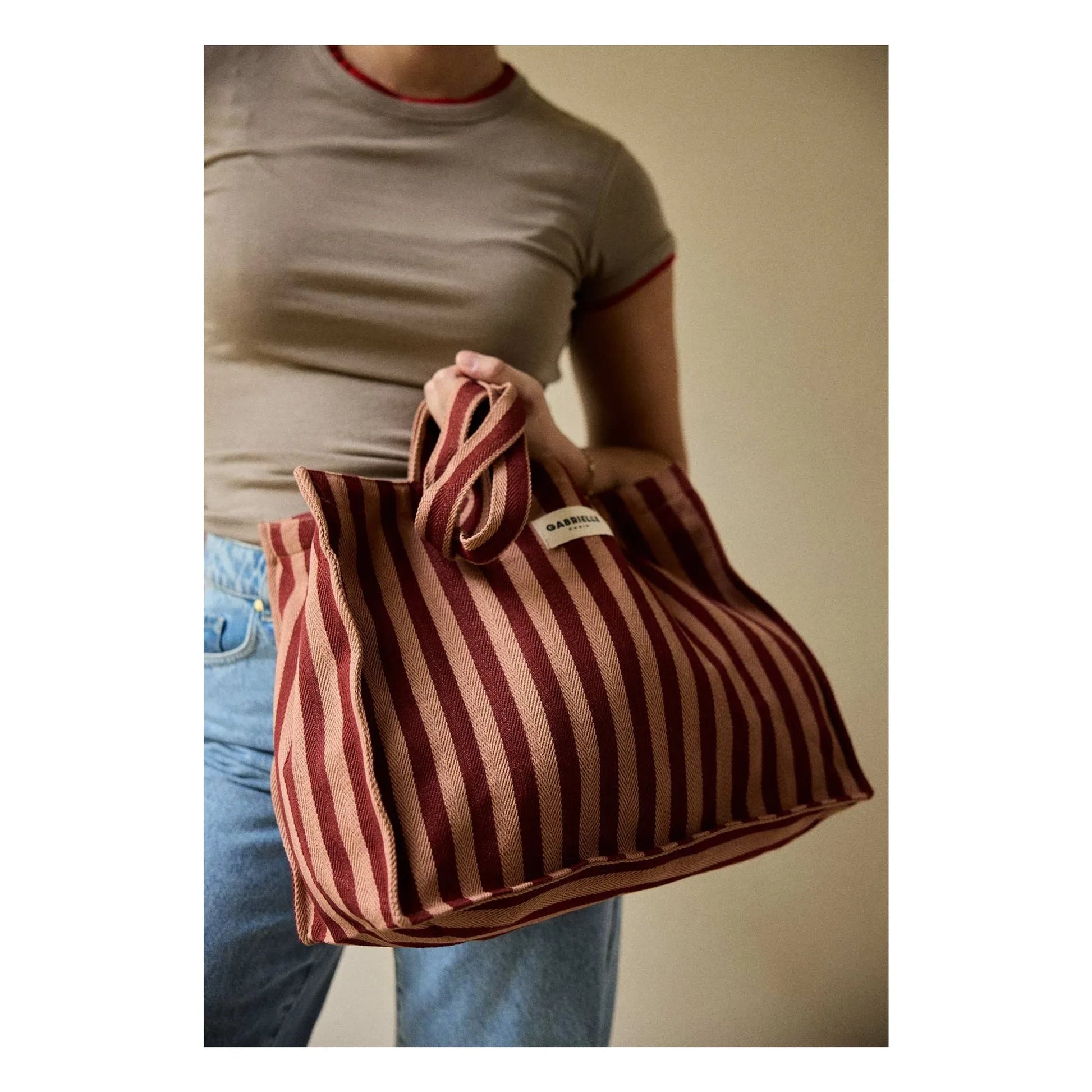Gabrielle Paris - Garance Striped Weekend Bag  | Red
