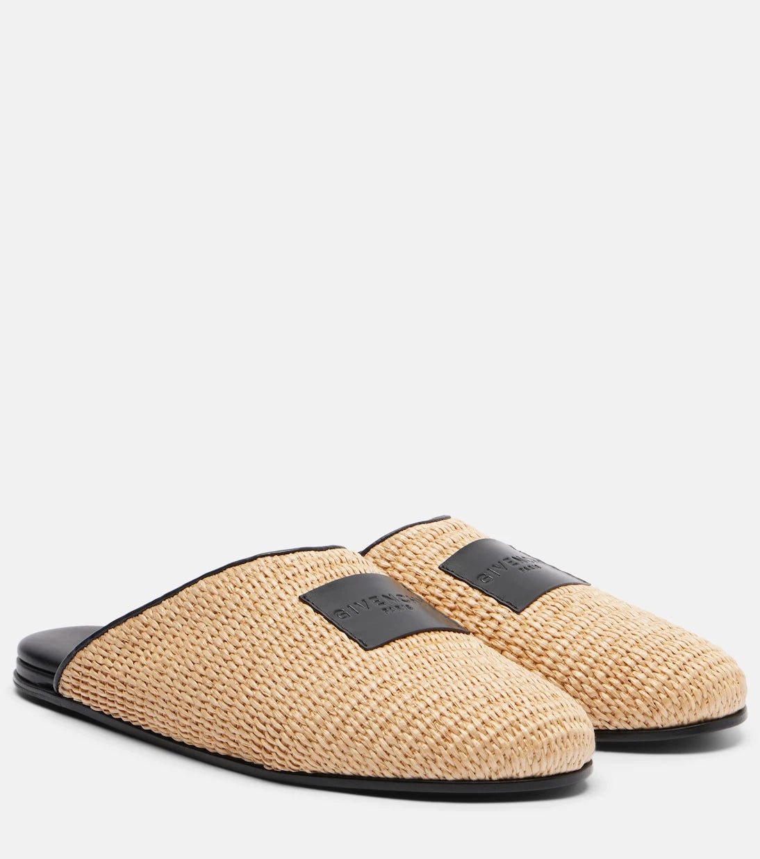 Givenchy - Label leather-trimmed woven mules