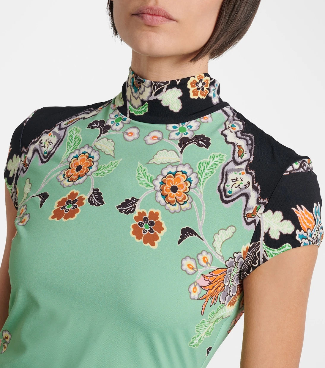 Roberto Cavalli - Floral gathered jersey minidress