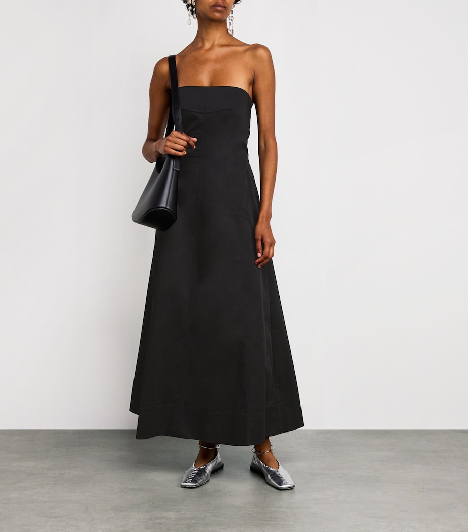 St. Agni Black Organic Cotton-Blend Strapless Maxi Dress