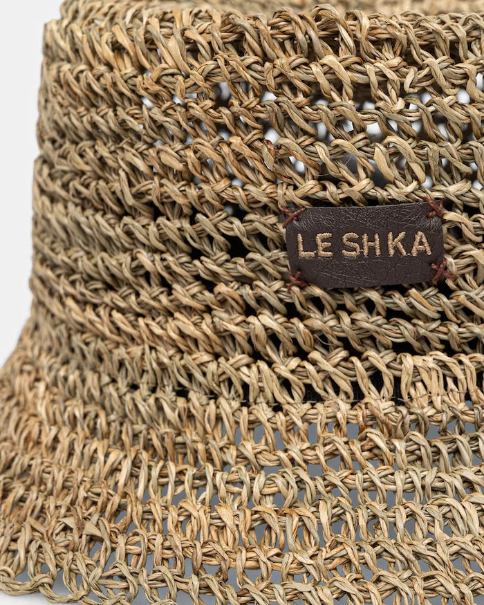 LE SH KA başlık örgü kumaştan kadın hasır şapka Straw Bucket Hat vol2