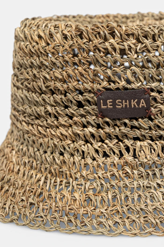 LE SH KA başlık örgü kumaştan kadın hasır şapka Straw Bucket Hat vol2