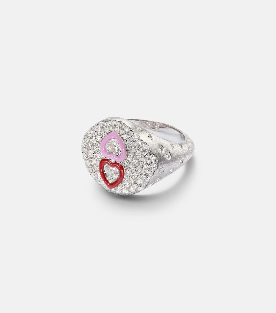 Kamyen - 18kt white gold ring with diamonds and enamel