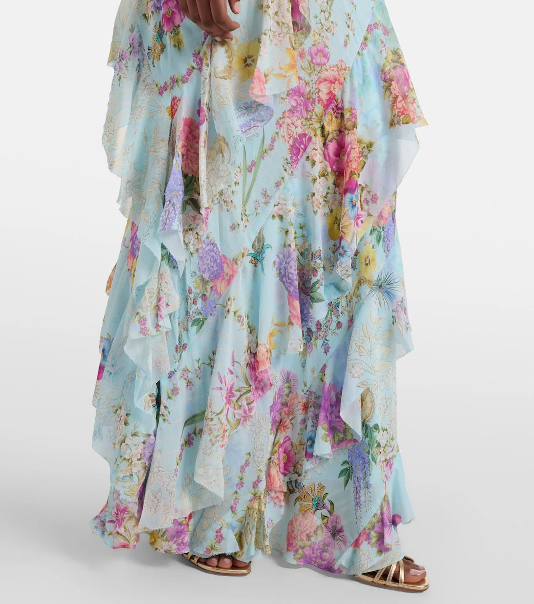 Camilla - Floral ruffled silk slip dress