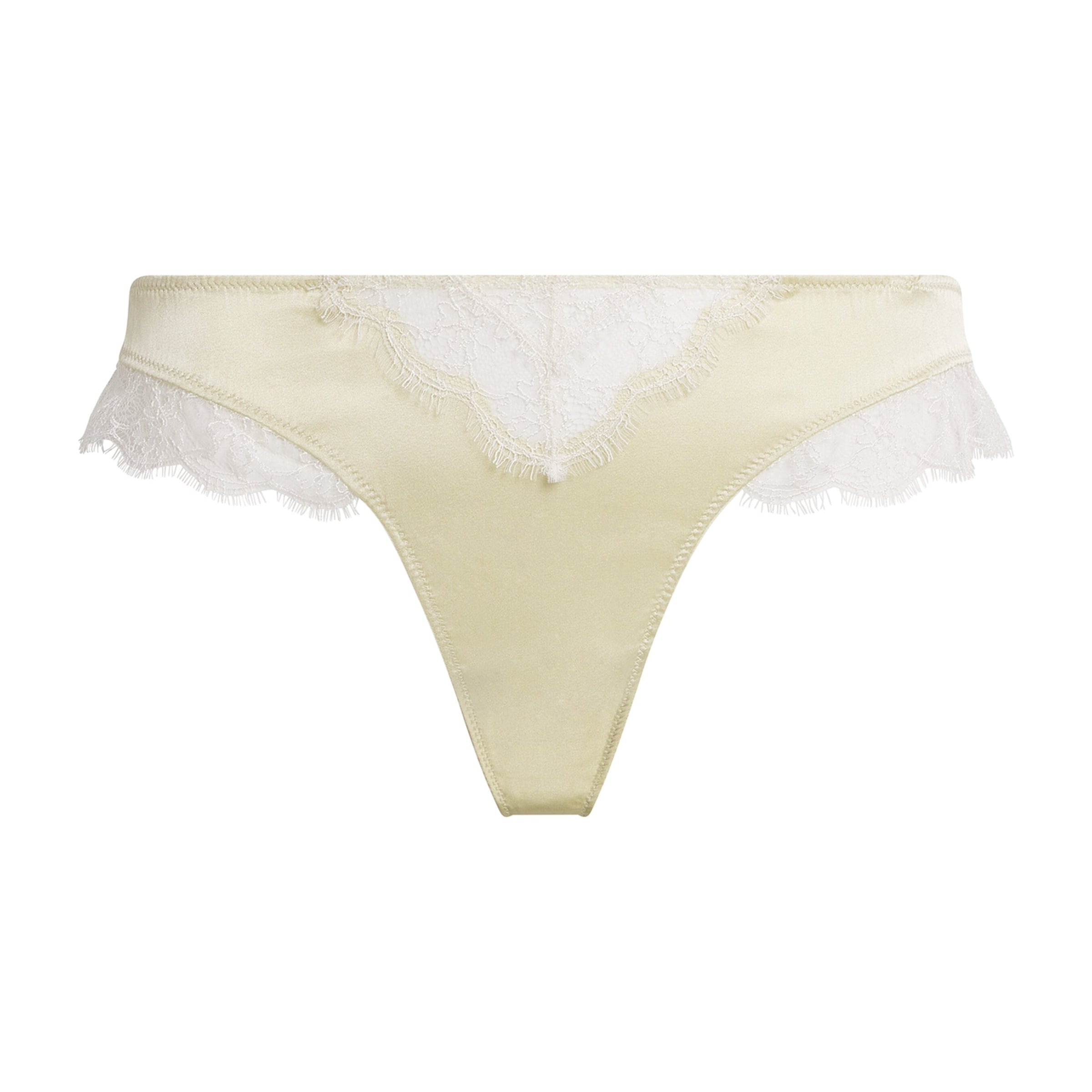 Kiki de Montparnasse Yellow Silk-Lace Insert Thong