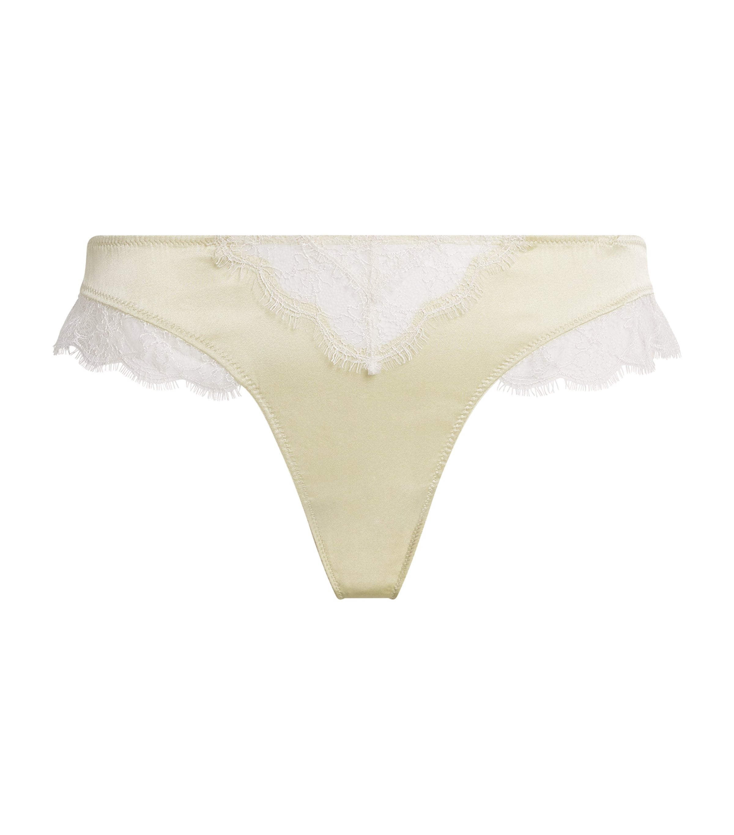 Kiki de Montparnasse Yellow Silk-Lace Insert Thong