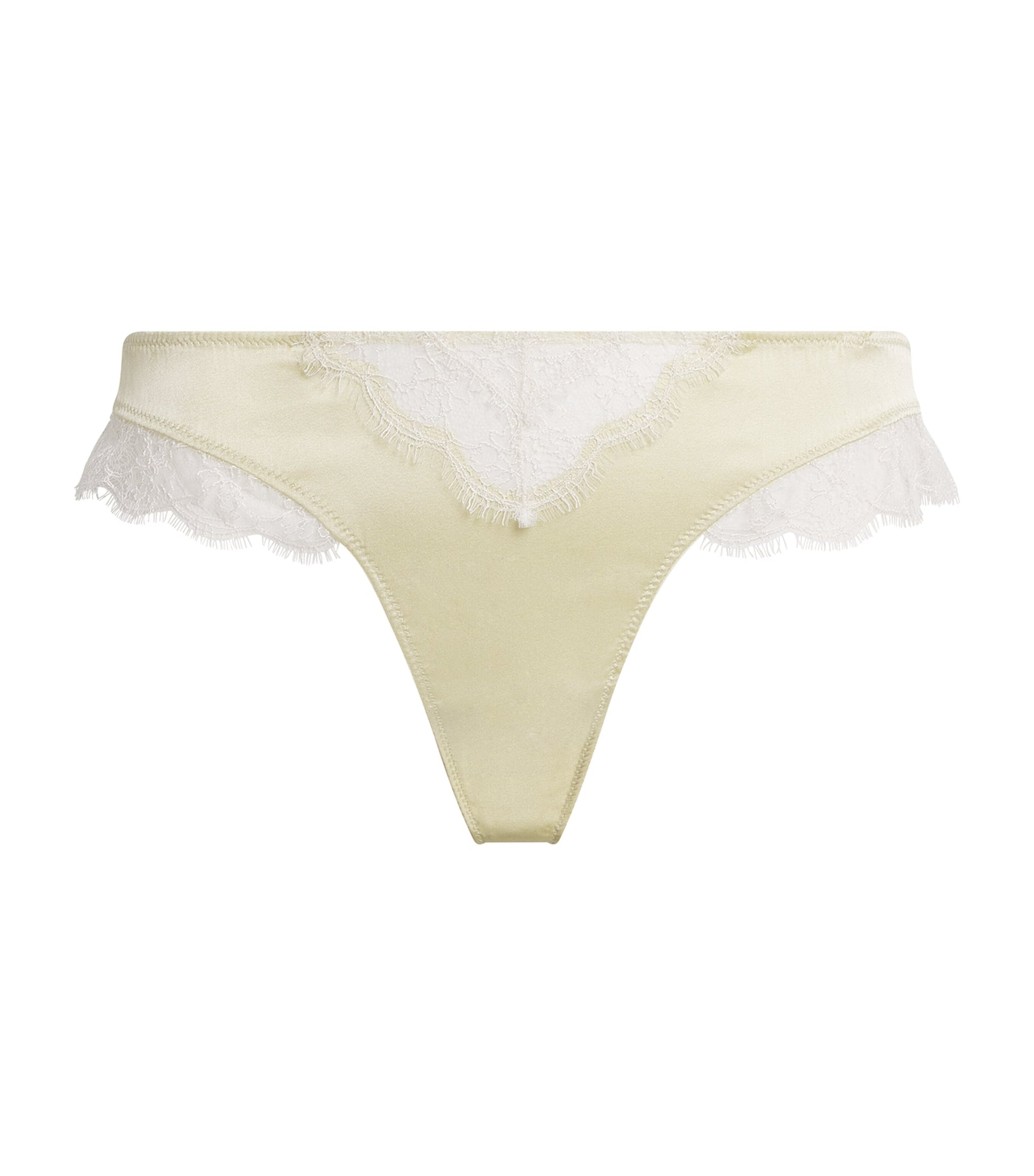 Kiki de Montparnasse Yellow Silk-Lace Insert Thong