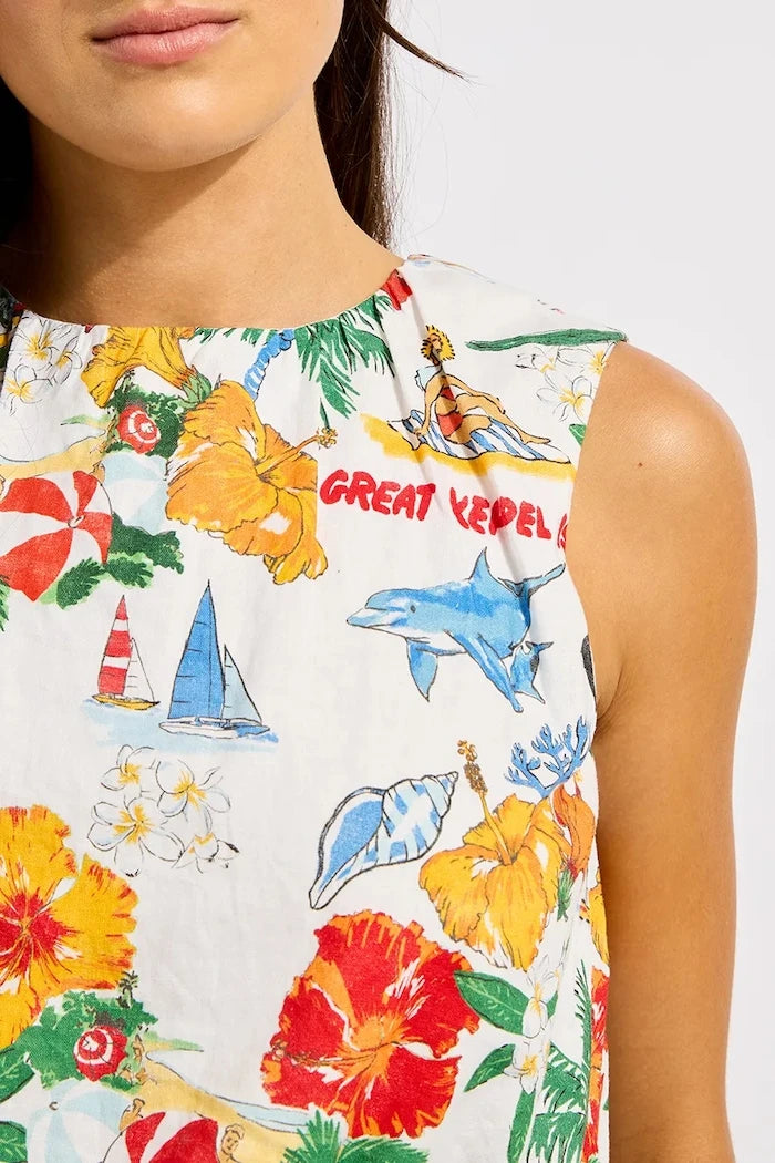 Seafolly kadın keten Drawcord üst