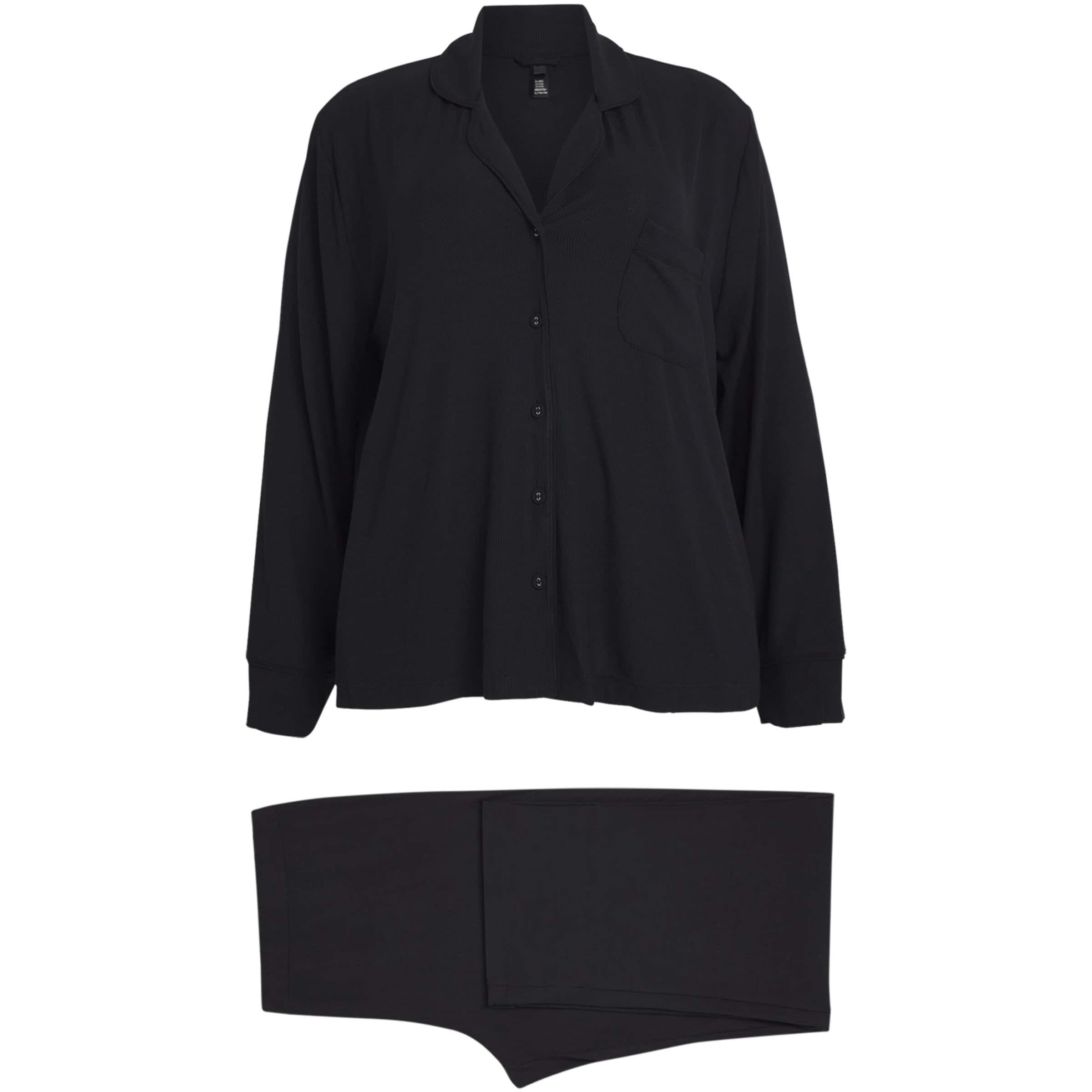 Skims Black Soft Lounge Ribbed Pyjama Set