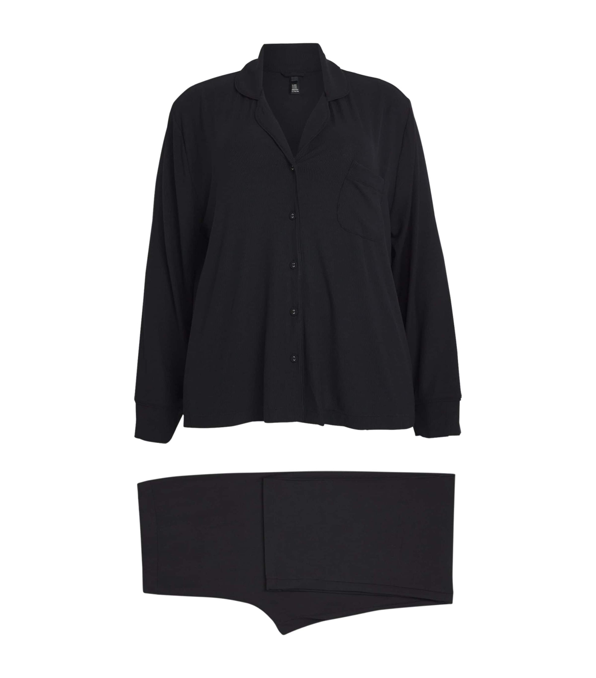 Skims Black Soft Lounge Ribbed Pyjama Set