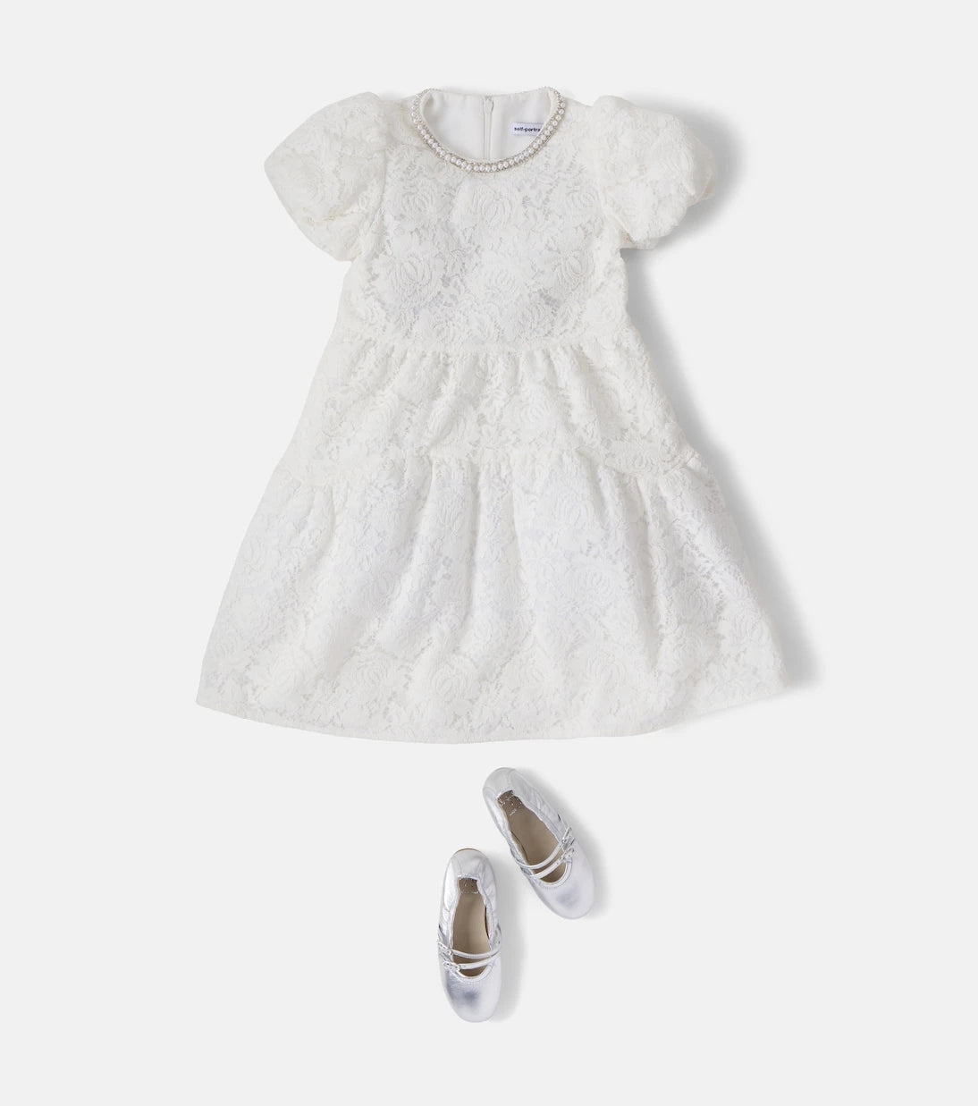 Self-Portrait Kids - Embellished lace dress
