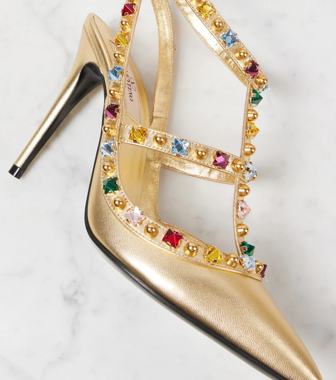 Valentino Garavani - Rockstud 100 embellished leather pumps
