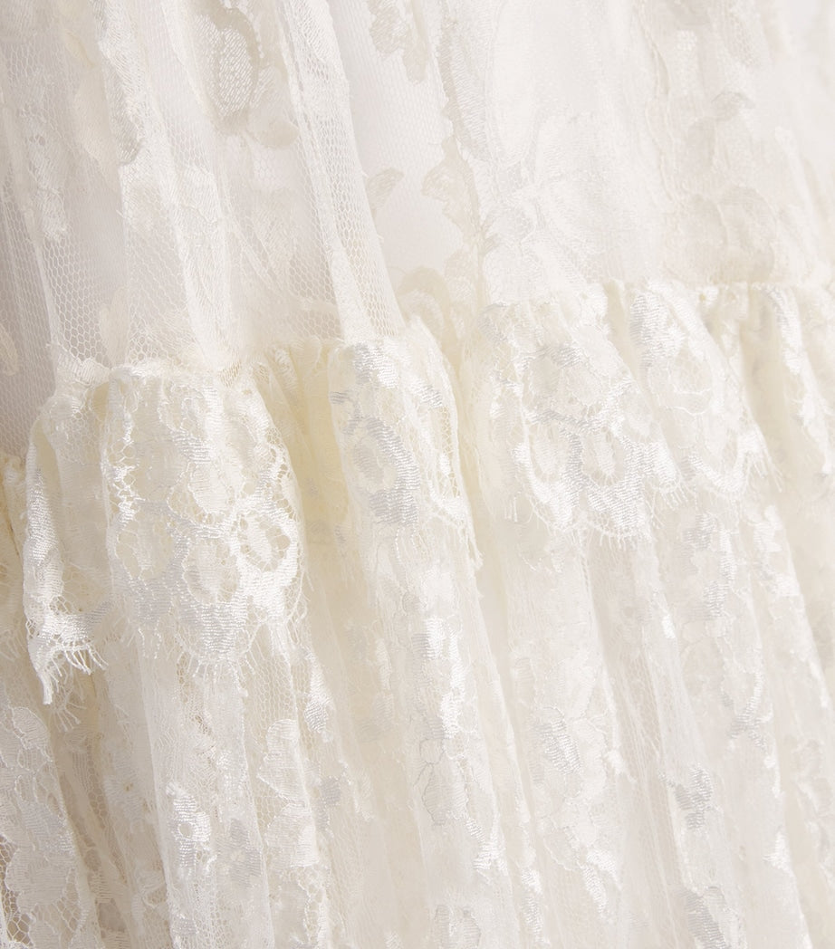 White Lace Long-Sleeve Maxi Dress