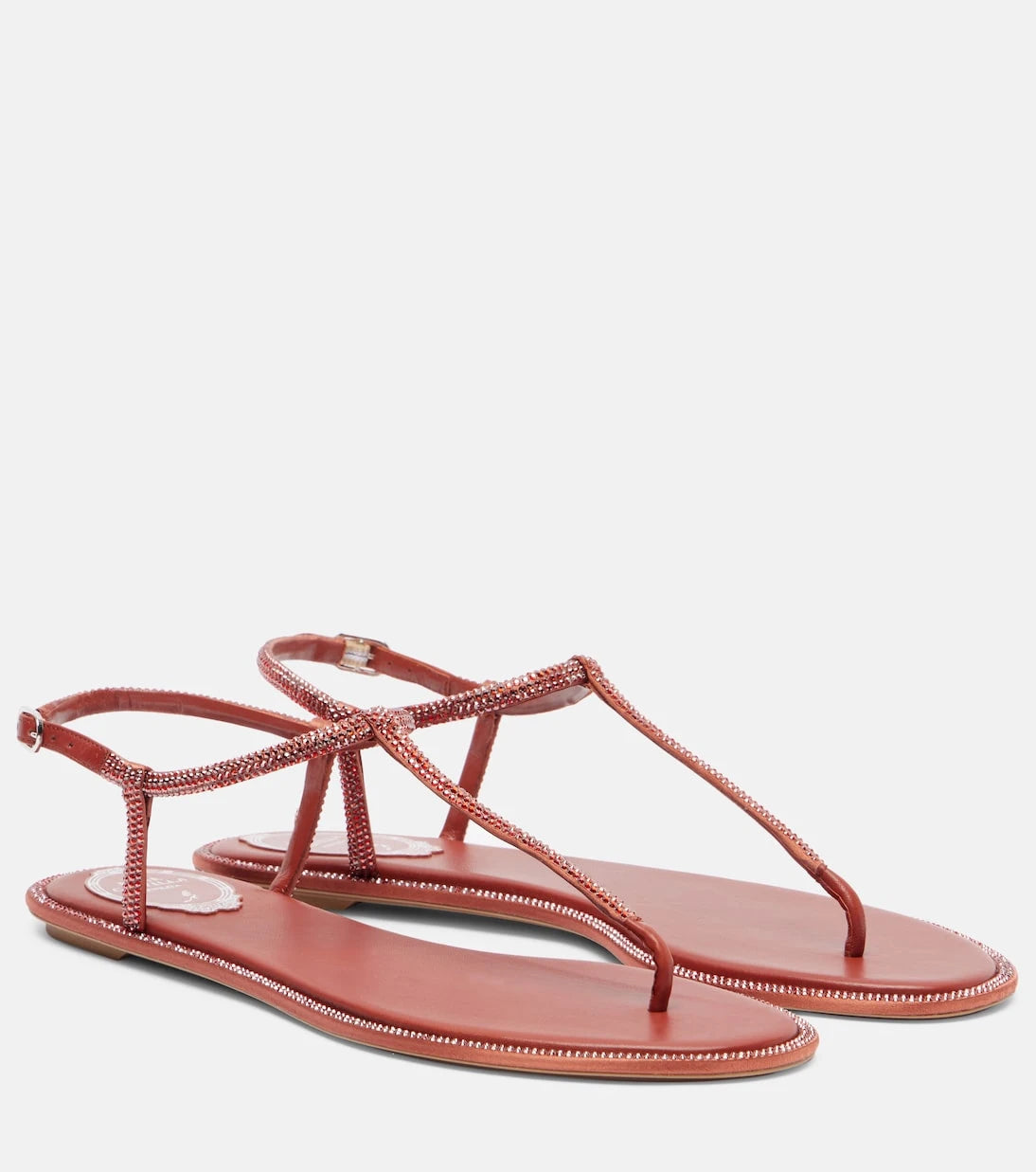 Rene Caovilla - Diana embellished satin thong sandals