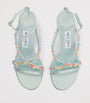 Turquoise Blanche 90 Satin Heeled Sandals