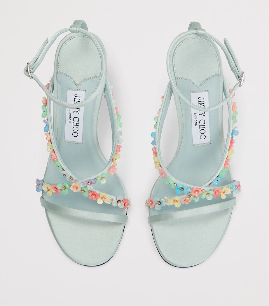 Turquoise Blanche 90 Satin Heeled Sandals