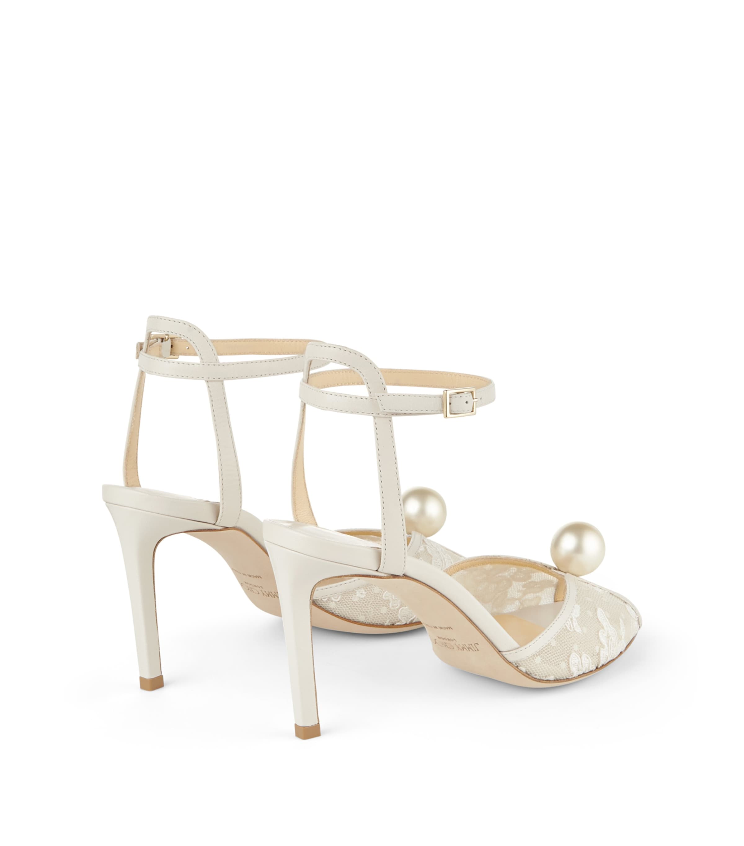 Jimmy Choo Neutral Sacora 85 Lace Leather Sandals