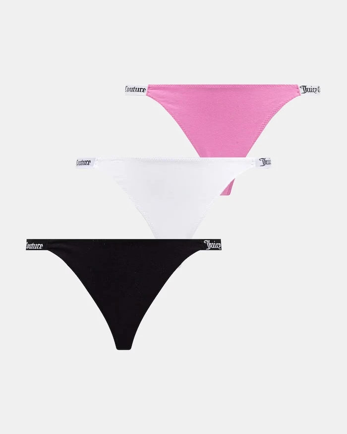 Juicy Couture прашки дамски с памук 3 PK DEMI THNG 3 броя