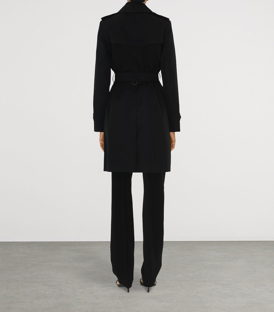 Burberry Black Cotton Mid-Length Chelsea Trench Coat