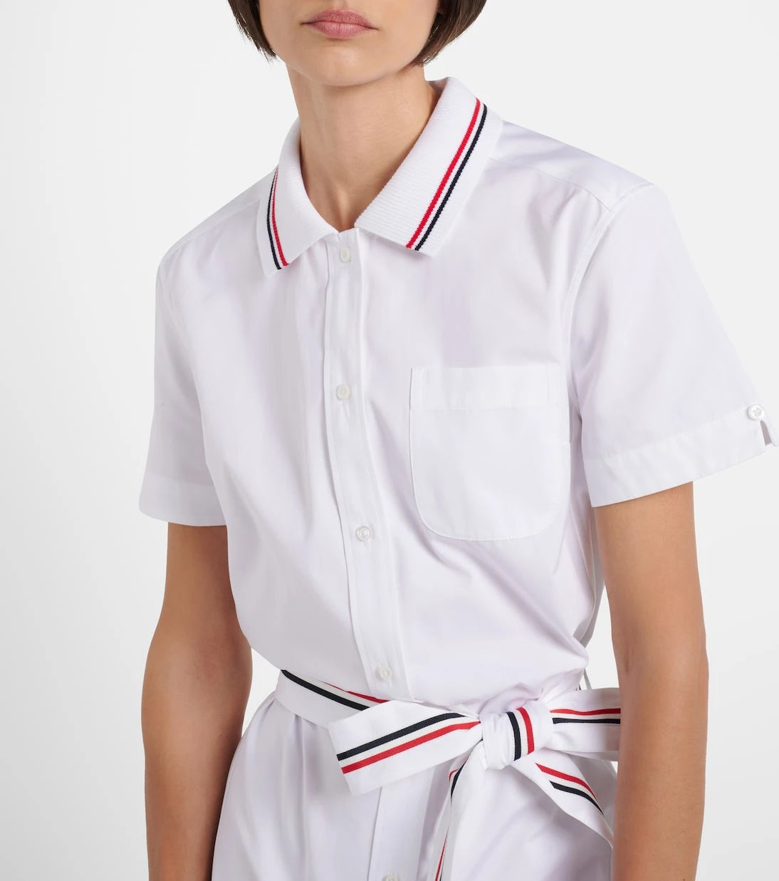 Thom Browne - Belted cotton poplin shirt dress