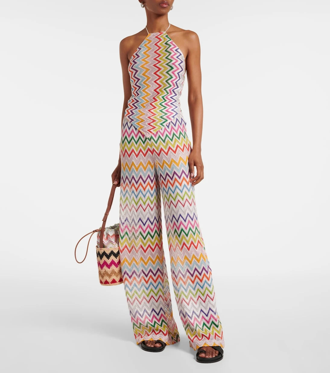 Missoni - Zigzag knitted open-back halterneck top