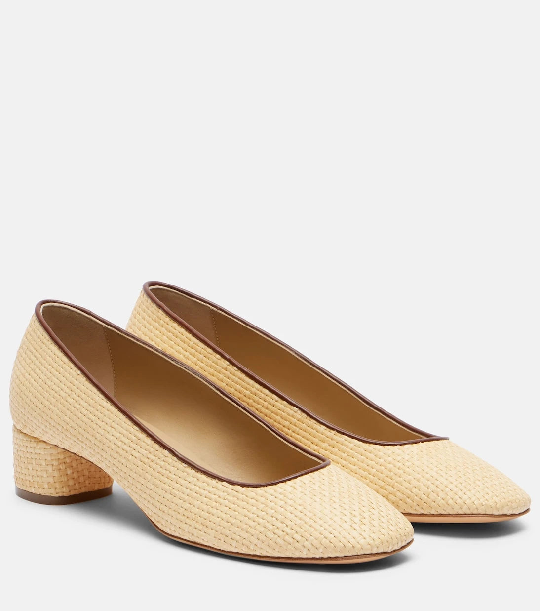 Le Monde Béryl - Leather-trimmed raffia pumps