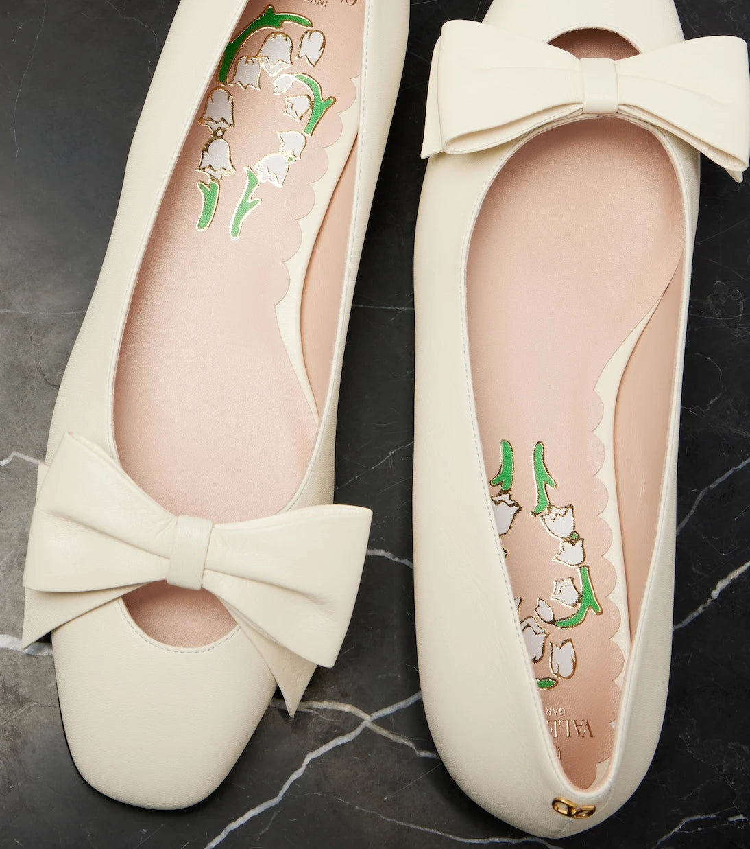 Valentino Garavani - Bow-detail leather ballet flats
