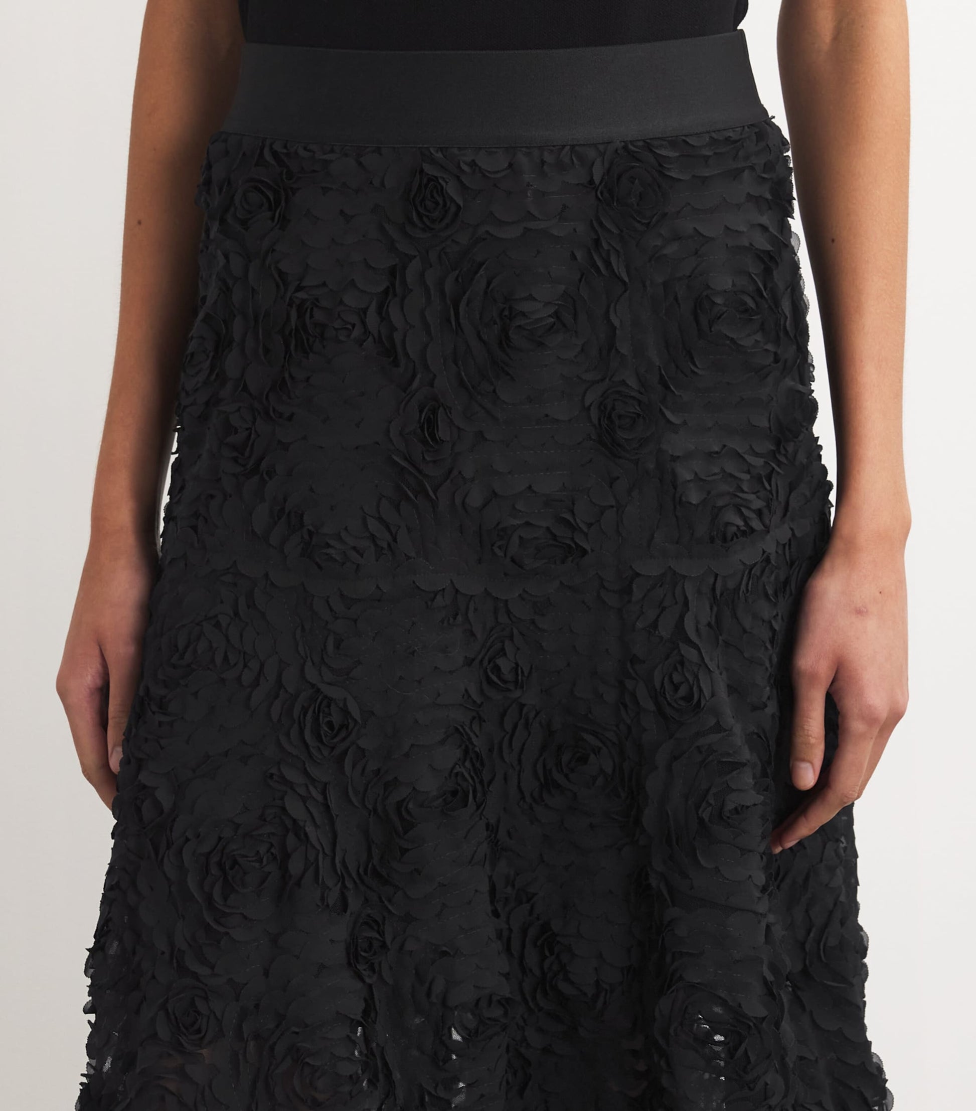 Black Tulle Embroidered Maxi Skirt