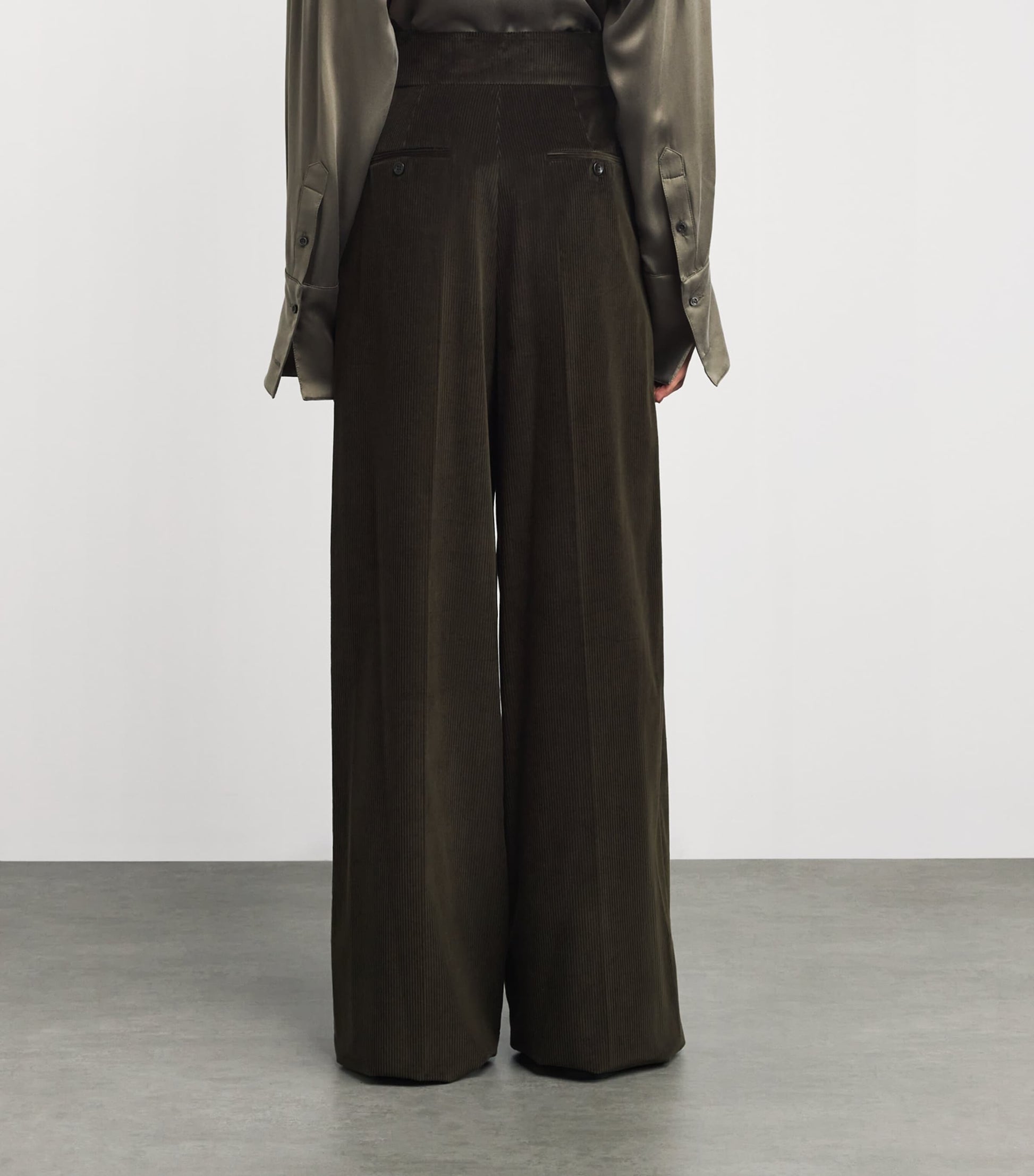 Green Corduroy Wide-Leg Trousers