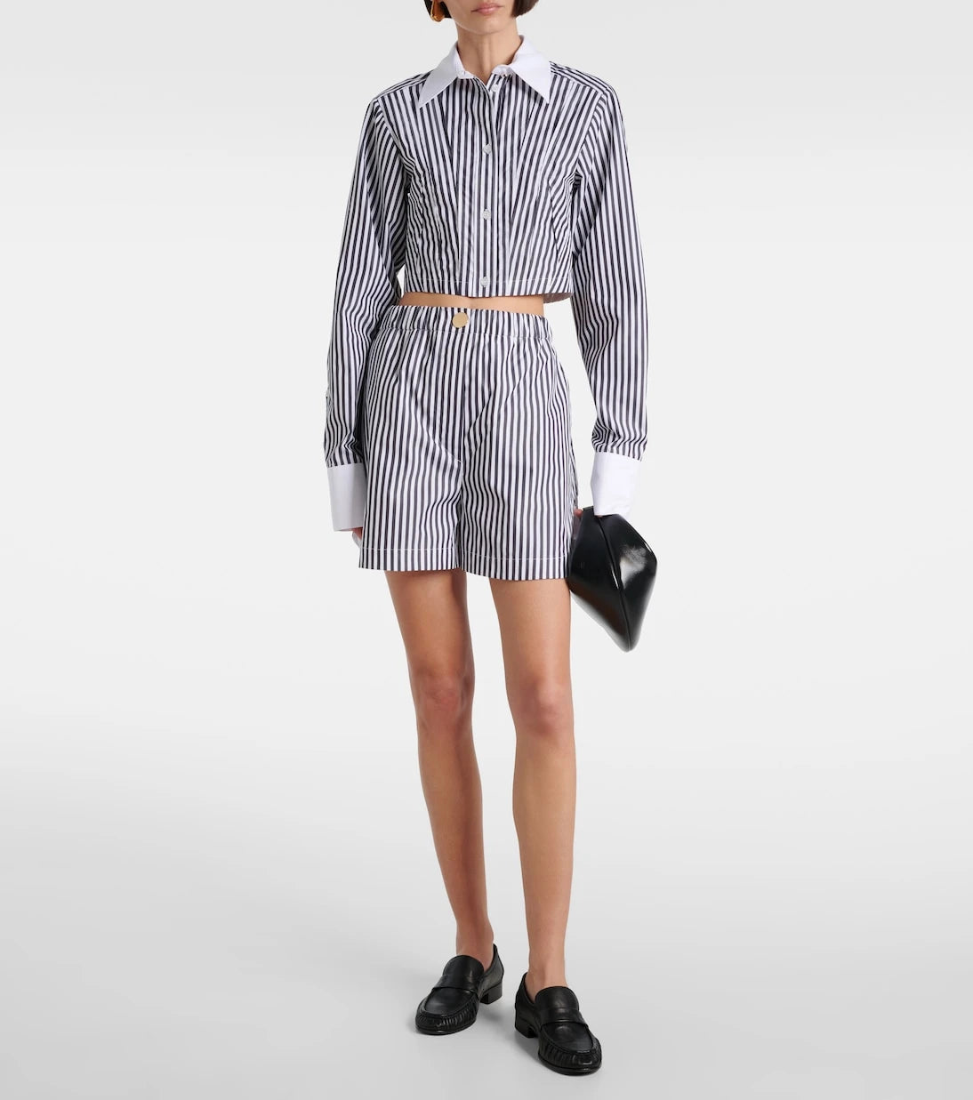Sportmax - Cropped striped cotton poplin shirt