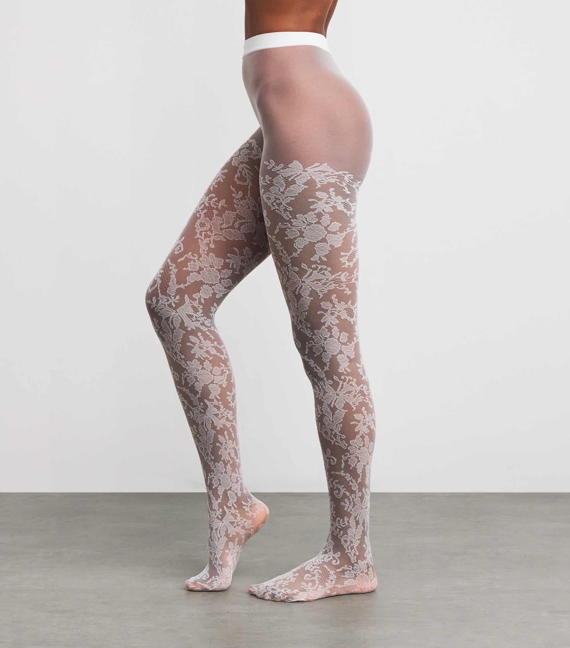 Falke White Floral Lace Tights