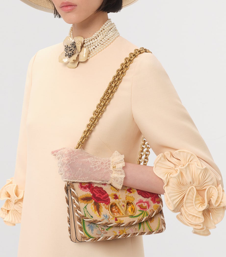 Small Silk Embellished Vain Shoulder Bag