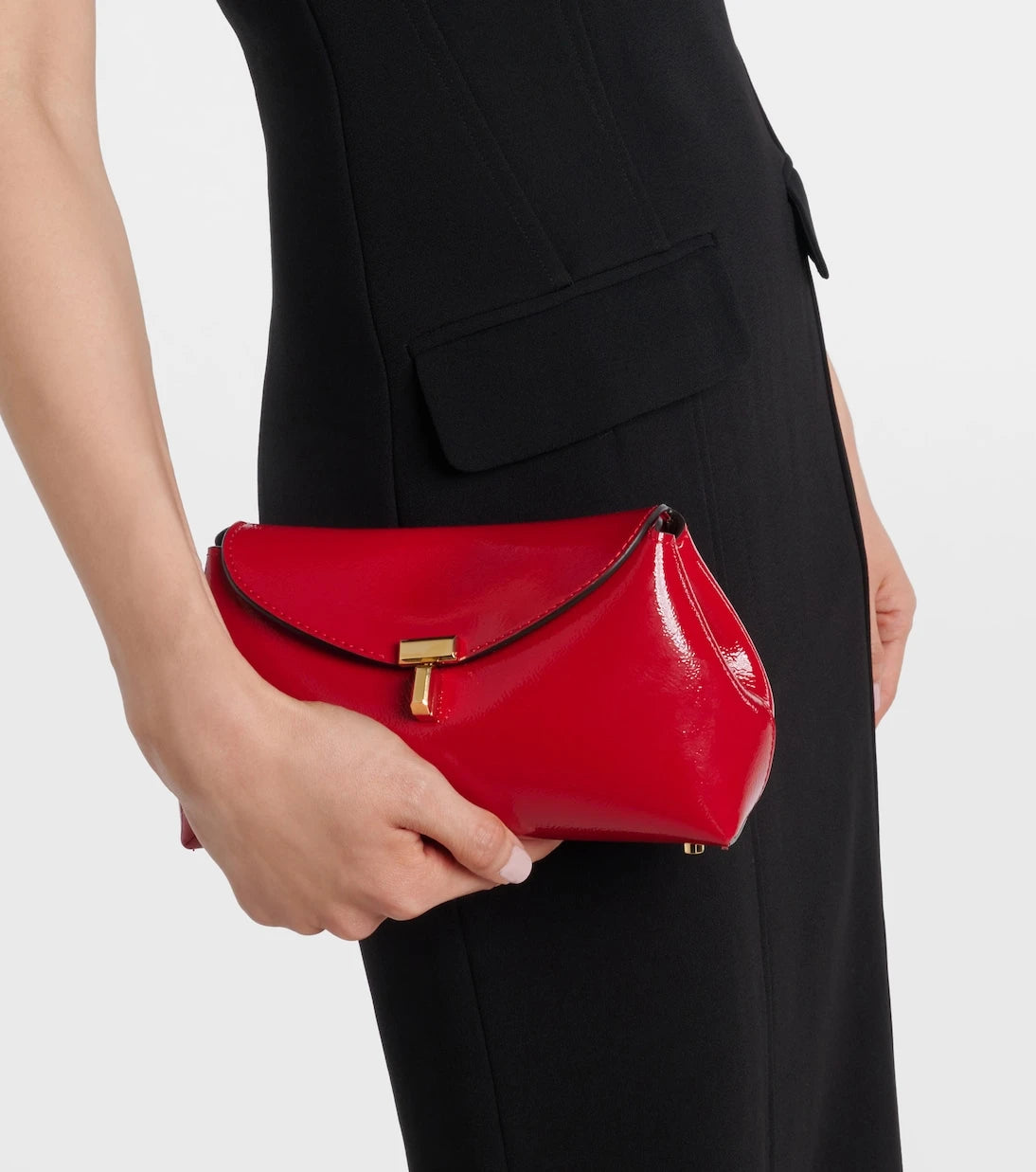 Toteme - T-Lock Mini patent leather clutch