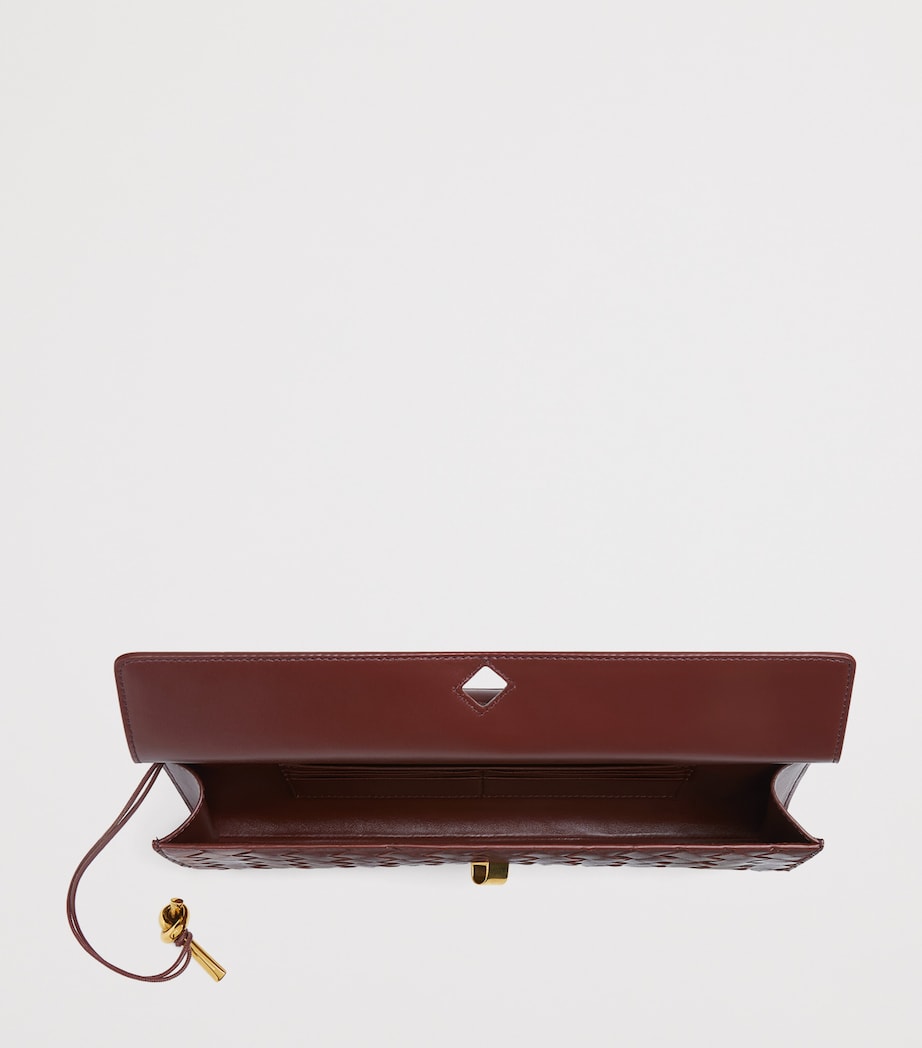 Bottega Veneta Brown Mini Lambskin Andiamo Clutch Bag