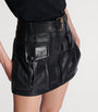 Black Lambskin Belted Mini Skirt