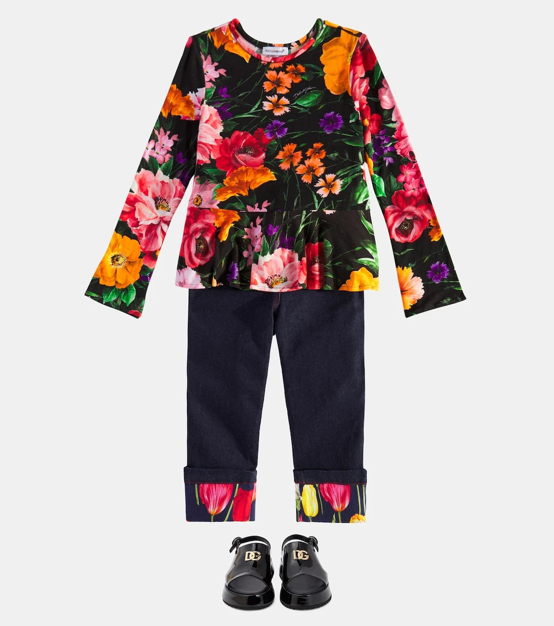 Dolce&Gabbana Kids - Floral straight jeans
