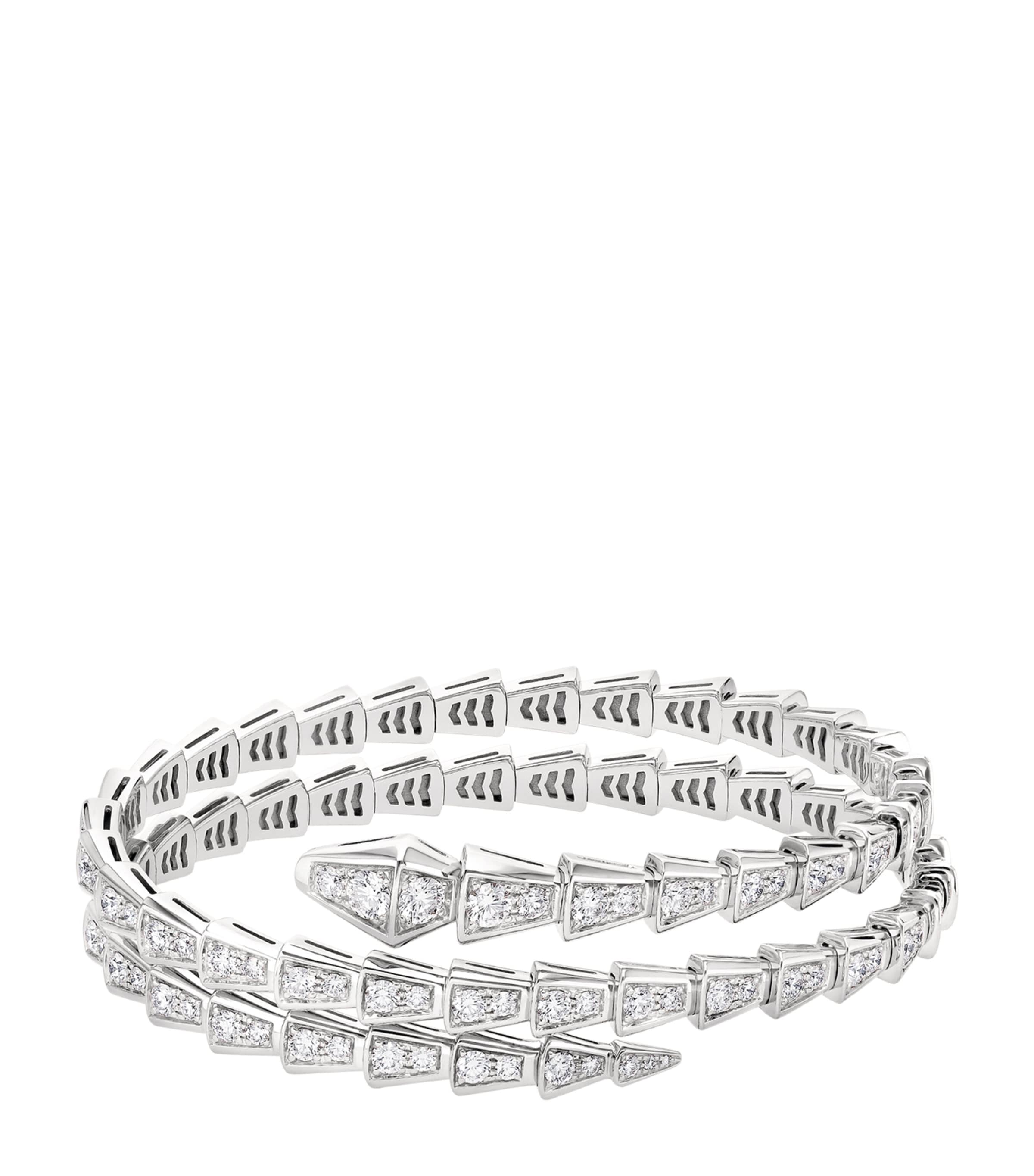 Small White Gold and Diamond Serpenti Viper Bracelet