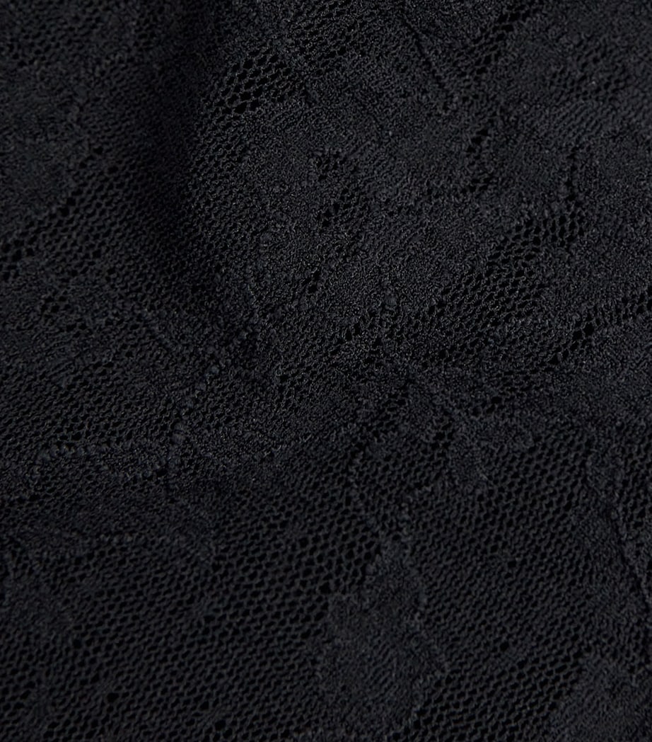 Skims Black Stretch Lace Babydoll and Thong Set